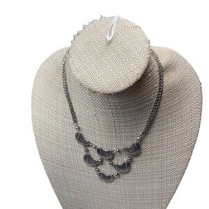 Unbranded Crescent Moon Bib Double Chain Necklace